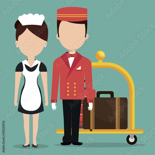 housekeeper service hotel isolated icon vector illustration design