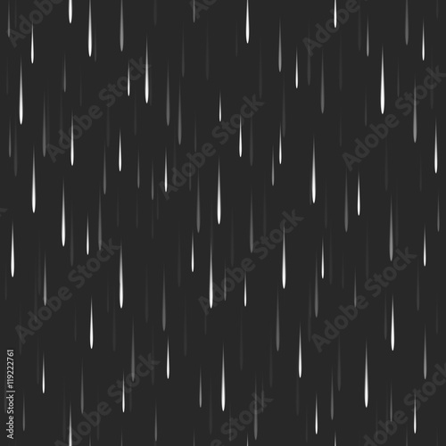 Heavy vertical rain dark seamless pattern nature background, rapid movement of water droplets with black autumn night sky