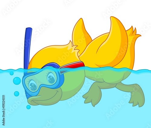 duck snorkeling cartoon