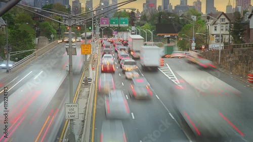  Time Lapse of early morning commute into and out of New York City via route 495 into the Lincoln Tunnel  photo