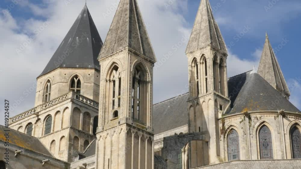 Northern France Mens Abbey by the day 4K 3840X2160 slow tilt UltraHD footage - Abbaye aux Hommes located in city of Caen of France in Normandy 4K 2160p UHD video Northern France Mens Abbey by the day 4K 3840X2160 slow tilt UltraHD footage - Abbaye aux Hommes located in city of Caen of France in Normandy 4K 2160p UHD video