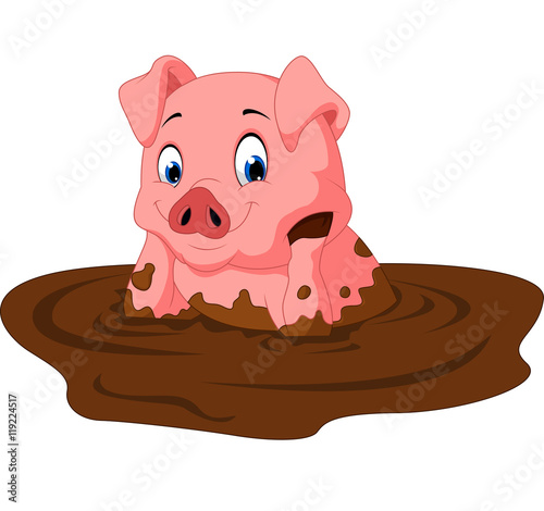 Cartoon funny pig sitting