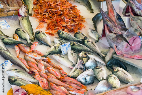 Fresh fish and seafood at the Vucciria market in Palermo, Sicily