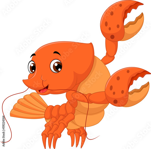 Cartoon lobster waving