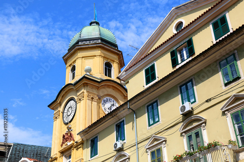 Clock tower on the Korzo street in Rijeka, Croatia. Rijeka is selected as the European Capital of Culture for 2020. photo