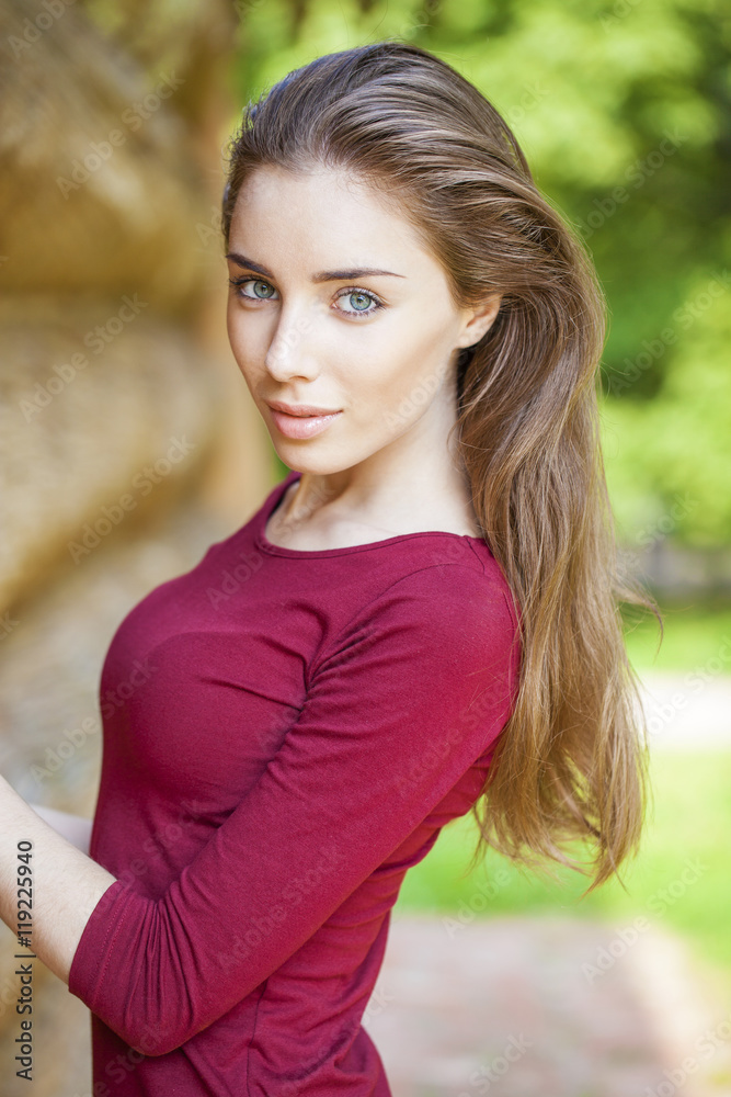 Portrait of beautiful young happy woman