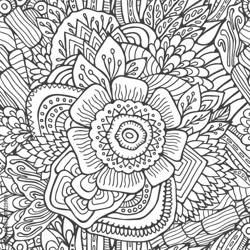 stock vector abstract seamless  pattern with flowers and waves.