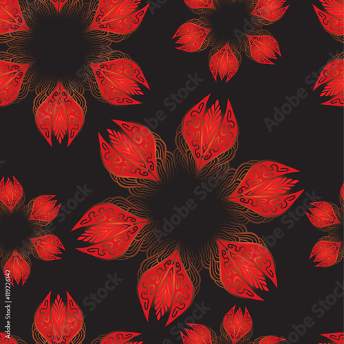stock vector abstract seamless  pattern. orient floral ornament.