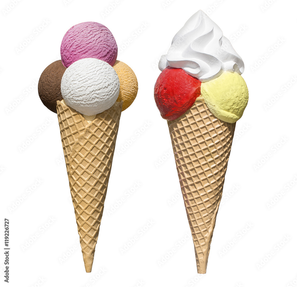 Wunschmotiv: colored ice cream in waffle cone #119226727