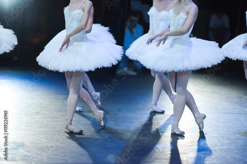 Ballet swan lake. statement. Ballerinas in the movement.