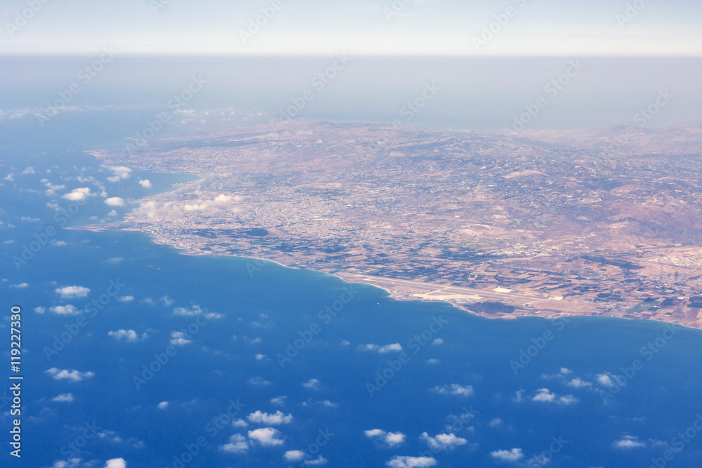 Aerial view from airplane of Paphos, Cyprus