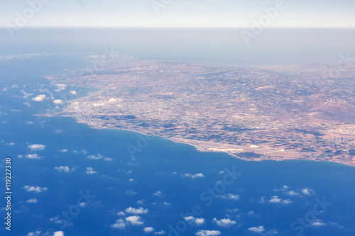 Aerial view from airplane of Paphos, Cyprus