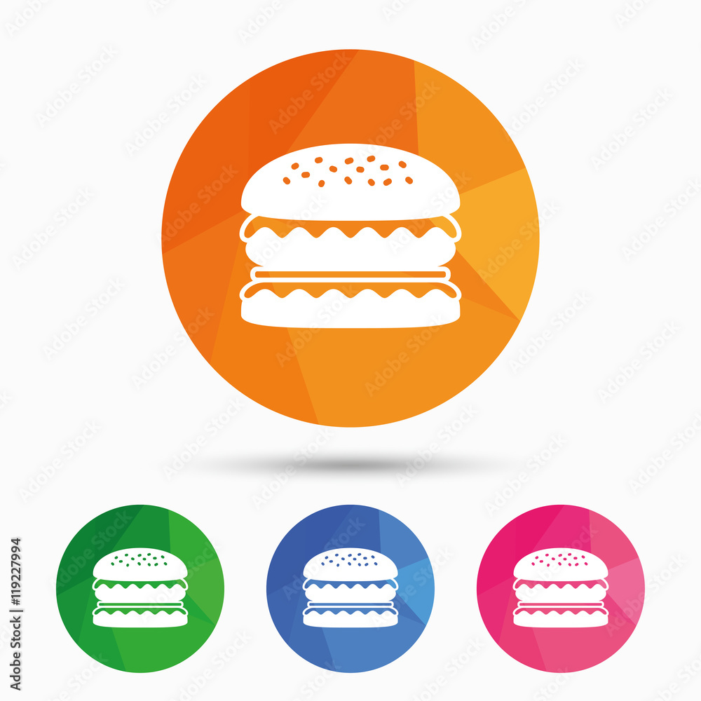 Hamburger icon. Burger food symbol. Hamburger icon. Burger food symbol.