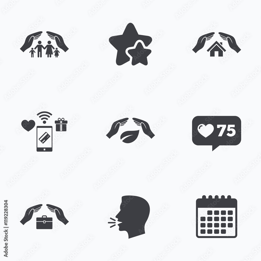 Hands insurance icons. Human life-assurance. Hands insurance icons. Human life-assurance.