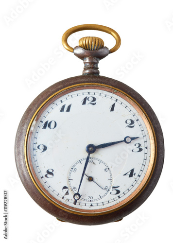 Old mechanical pocket watch with chain