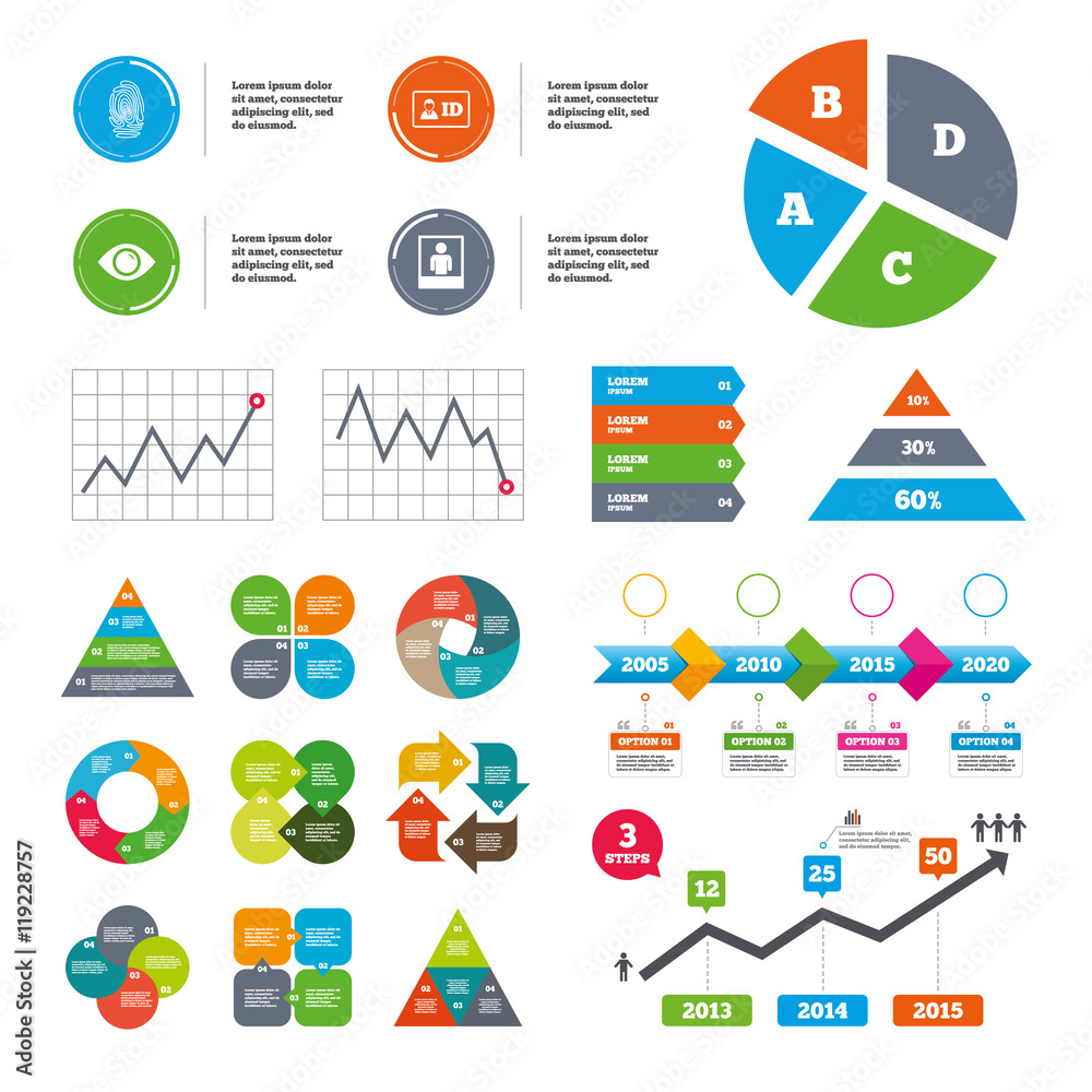 Identity ID card badge icons. Eye symbol. Identity ID card badge icons. Eye symbol.