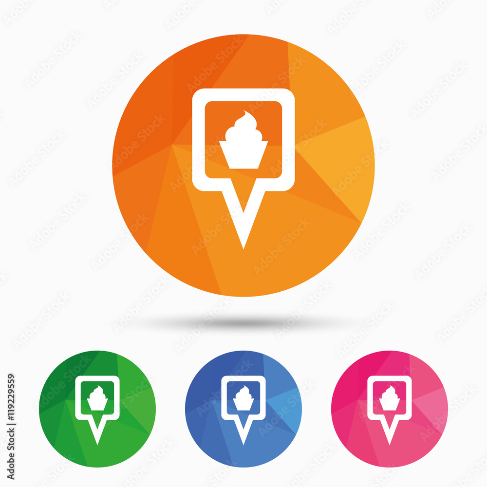 Map pointer food sign icon. Marker symbol. Map pointer food sign icon. Marker symbol.