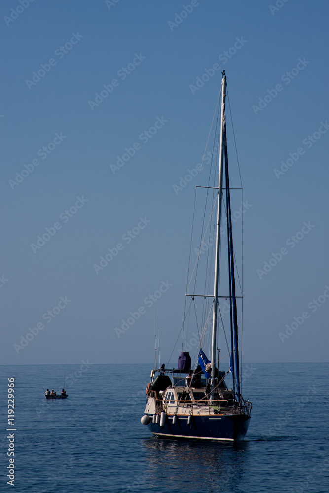 sea boat approaching the shore