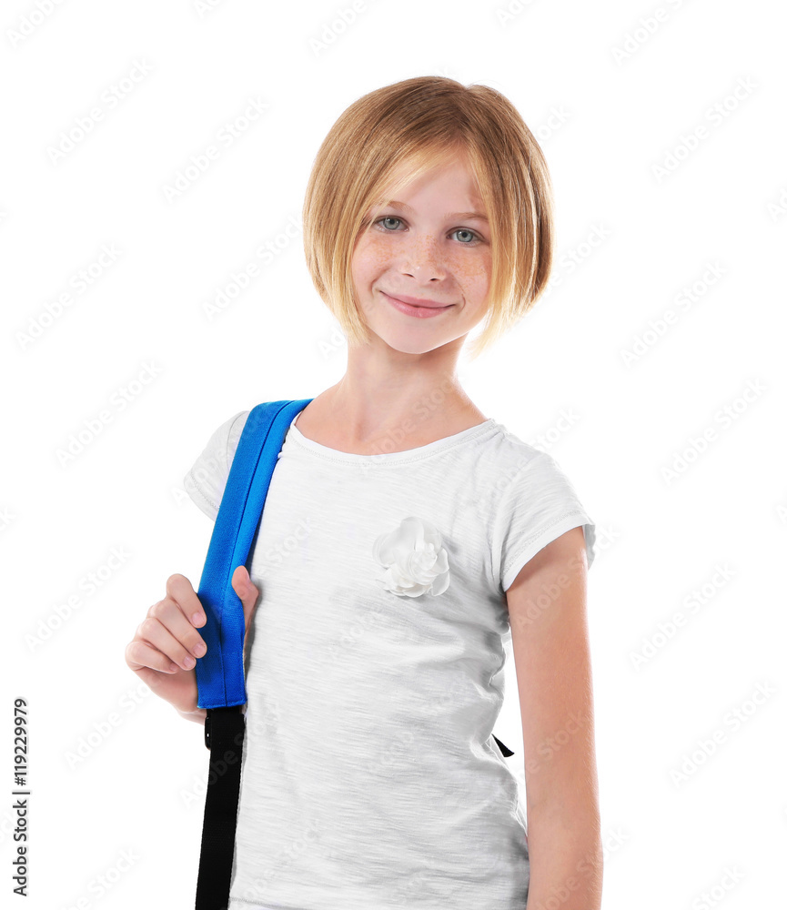 Beautiful schoolgirl, isolated on white Beautiful schoolgirl, isolated on white