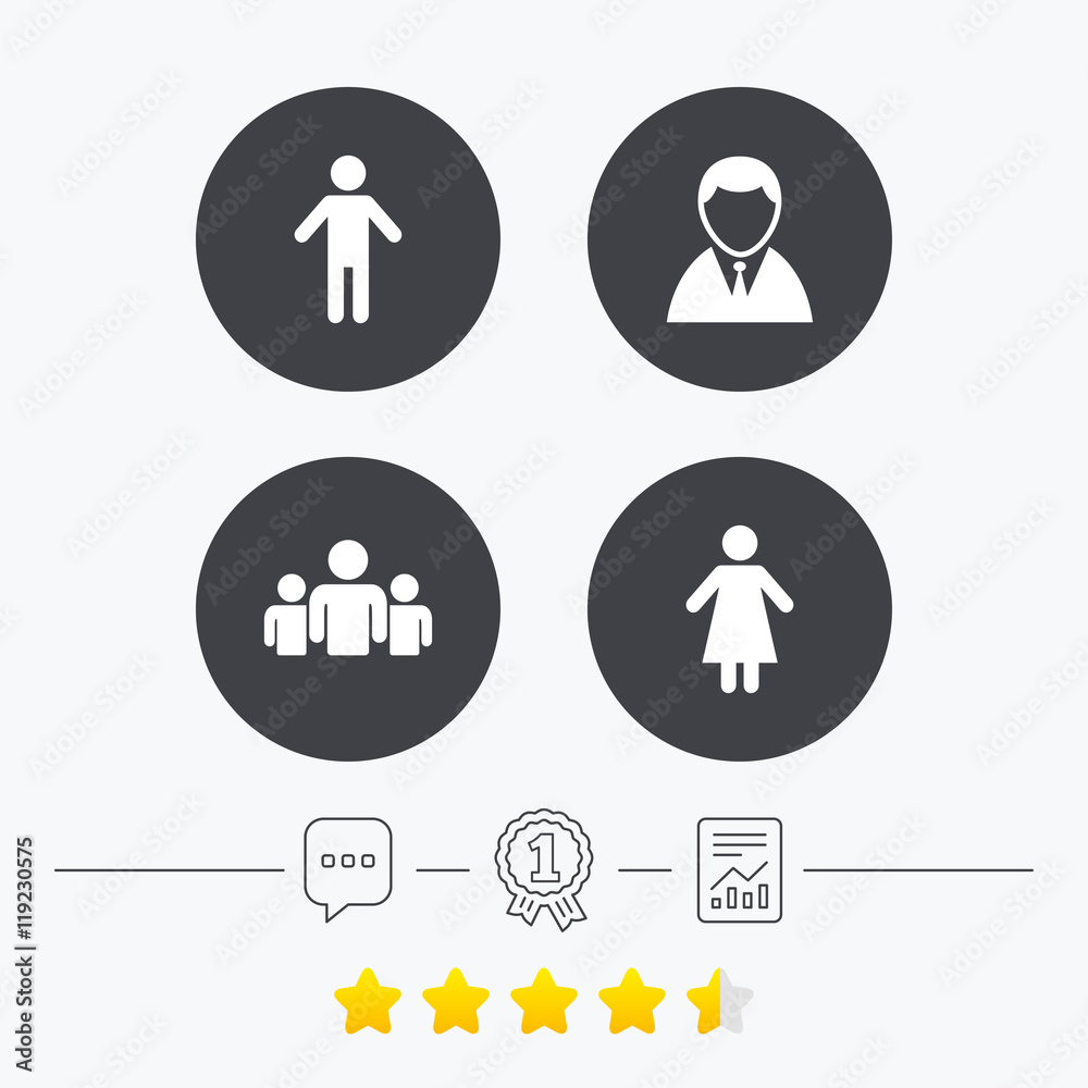 Businessman person icon. Group of people symbol. Businessman person icon. Group of people symbol.