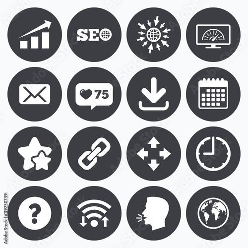 Internet, seo icons. Bandwidth speed sign.