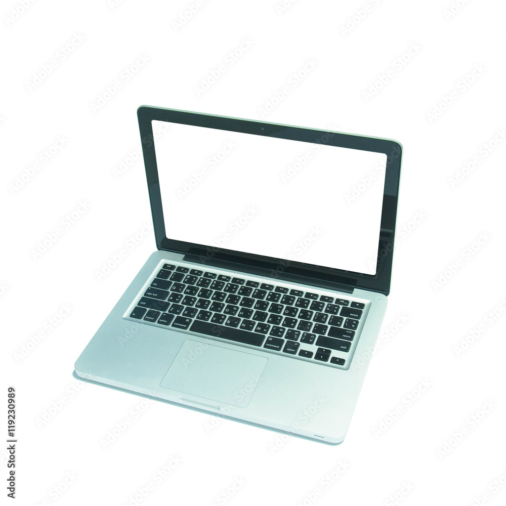 Laptop with blank screen isolated on white Laptop with blank screen isolated on white
