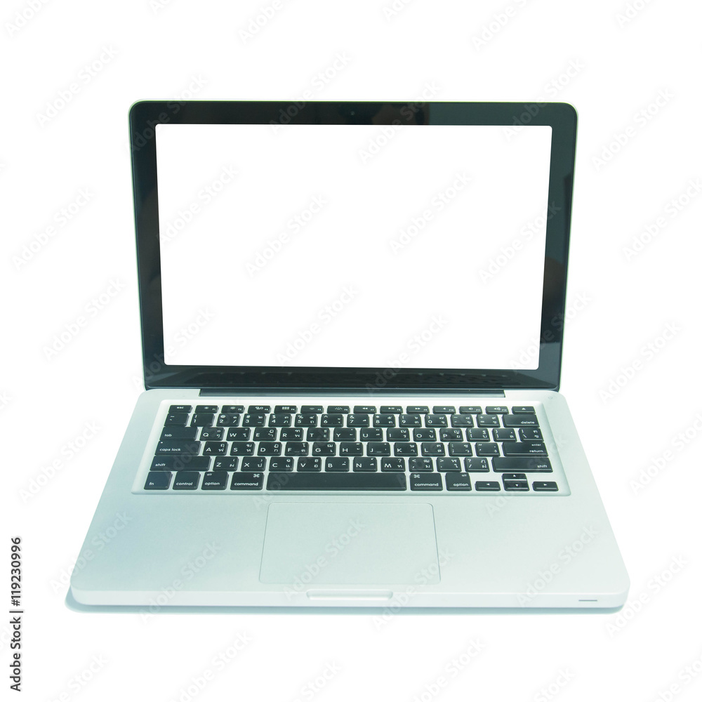 Laptop with blank screen isolated on white Laptop with blank screen isolated on white