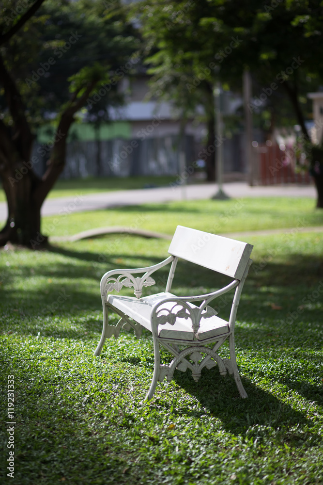 White chairs on lawn