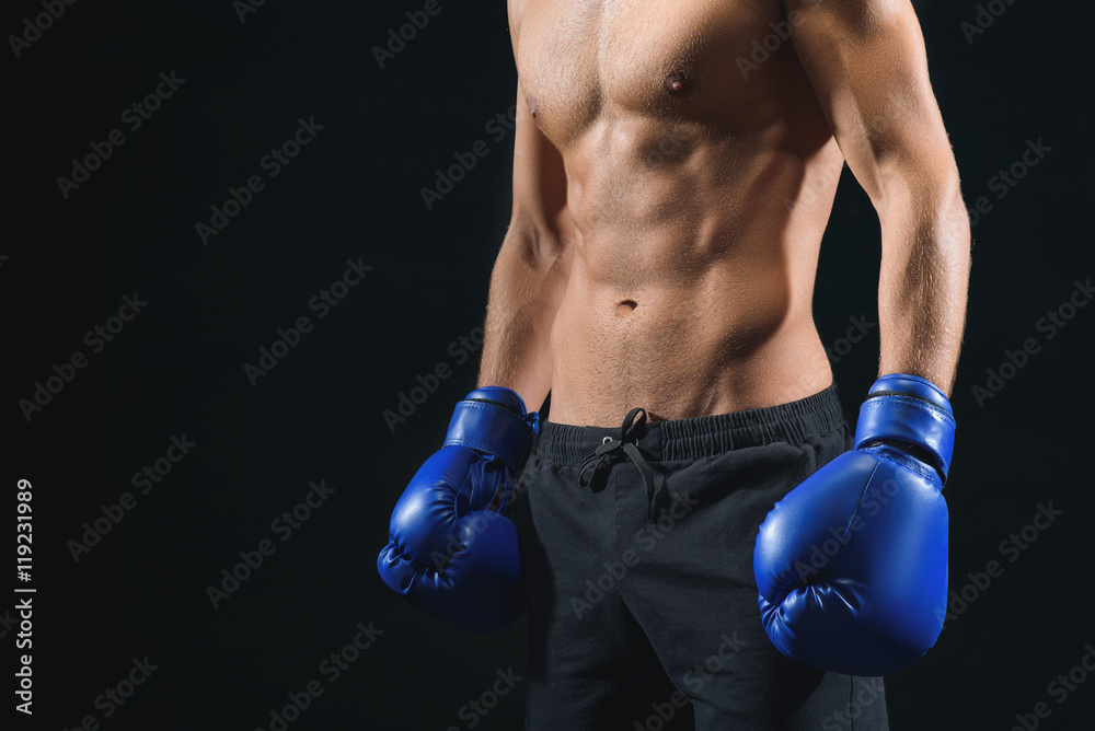 Professional male boxer preparing for fight