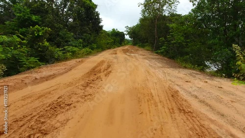 Aerial shot : fly through muddy roads