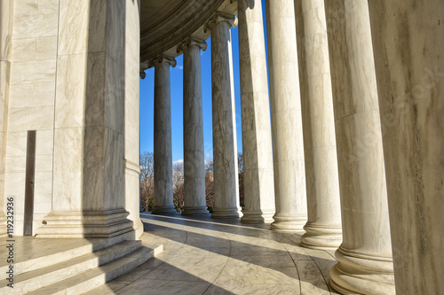 Internal columns at the Thomas Jefferson Memorial. Washington DC  USA.