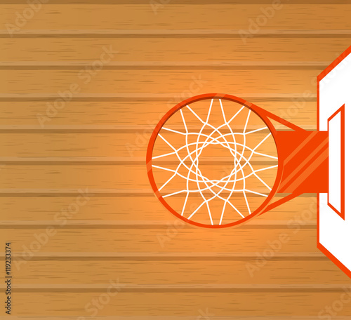 Vector banner, basketball court, a ball in basket