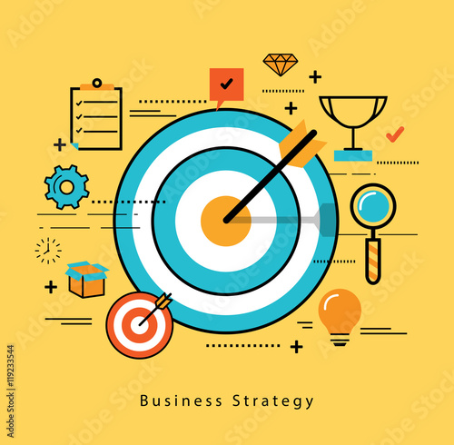 Line flat business design and infographic elements for market data analytics, strategic and investment management, consulting, advertising and promoting, business and marketing strategy