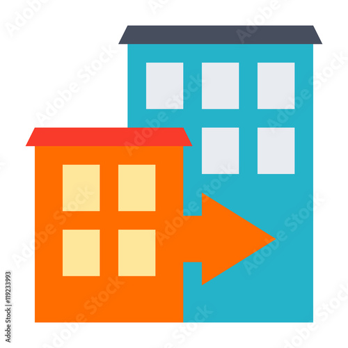 Mergers and acquisitions concept with office buildings.