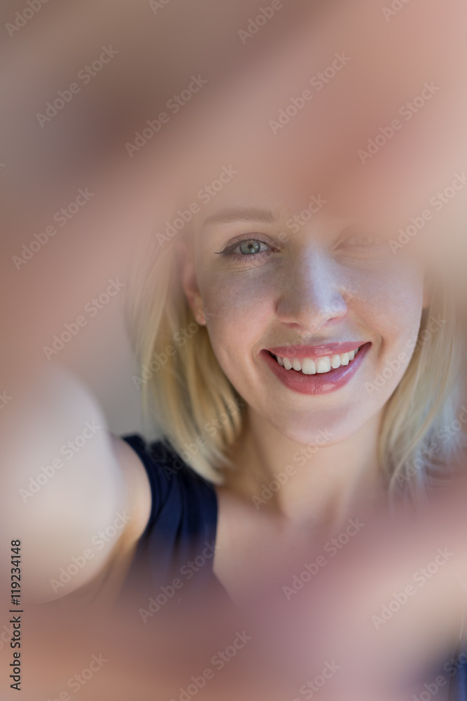 portrait of joyful young student, portrait of blond woman portrait of joyful young student, portrait of blond woman