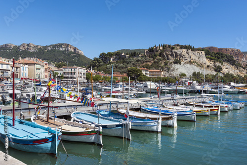 Row of traditional boats in Cassis  France