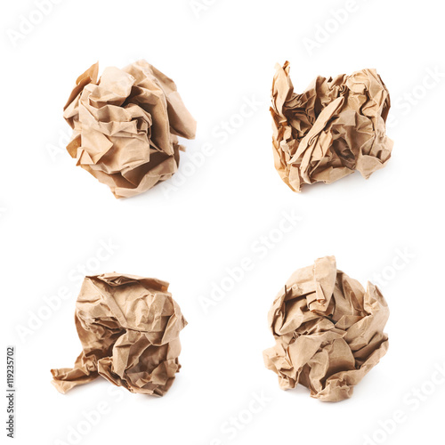 Crumbled paper ball isolated