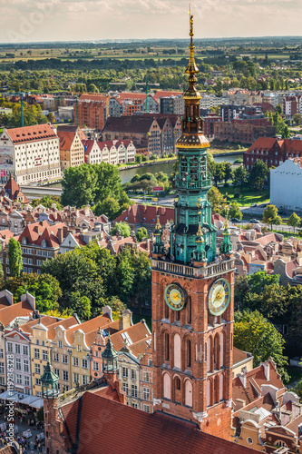 Gdansk, Poland- September 19,2015:Old Town in Gdansk, aerial vie