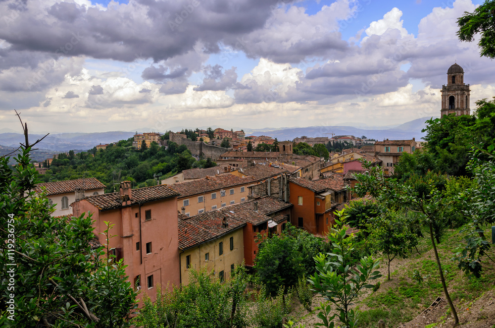 Perugia (Umbria) panorama from Porta Sole