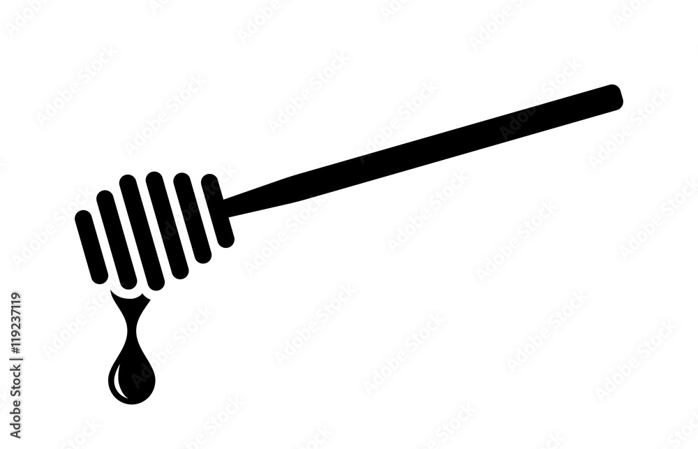 Honey dipper stick with dripping honey flat icon for apps and websites ...