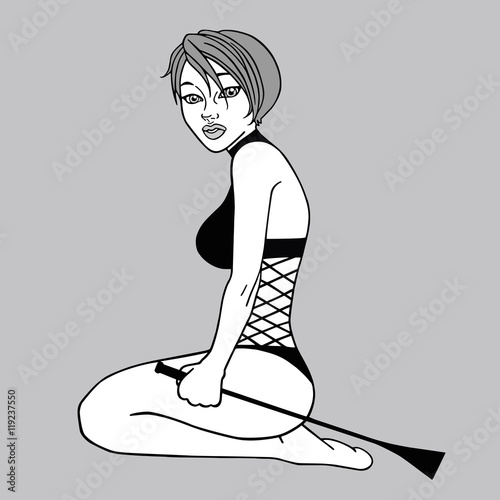 鞭を持った若い女性3