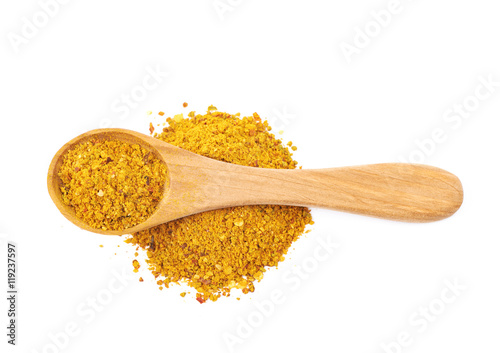Pile of powdered curry spice isolated