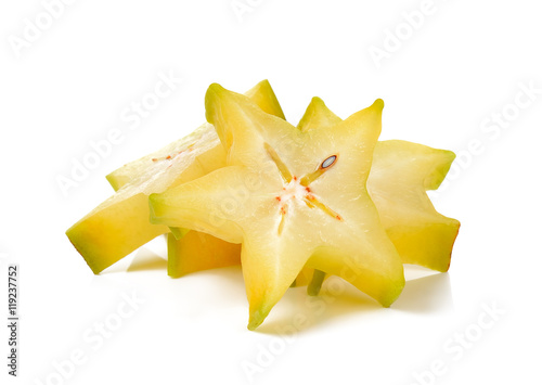 Sliced star apple isolated on the white background