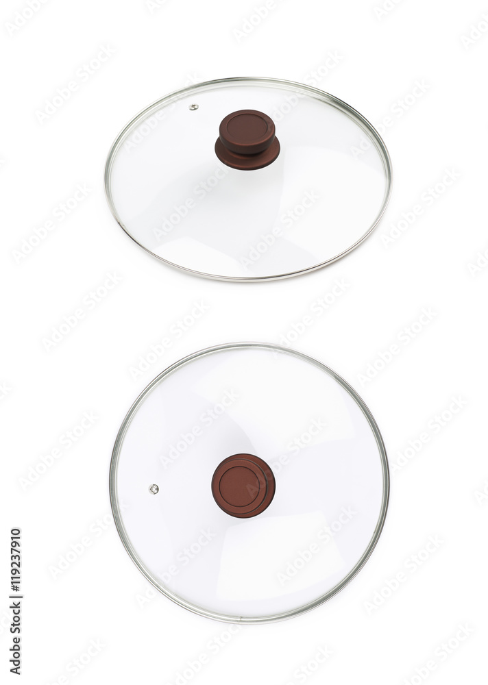 Frying pan glass lid isolated Frying pan glass lid isolated