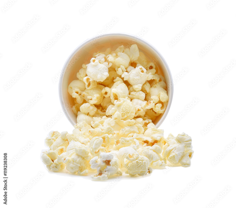 Popcorn isolated on the white background