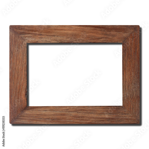 wooden frame with shadow isolated on white