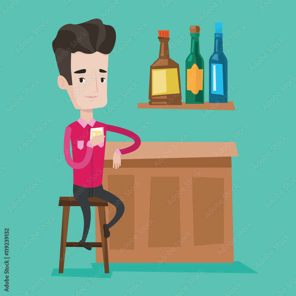 Man sitting at the bar counter vector illustration Man sitting at the bar counter vector illustration