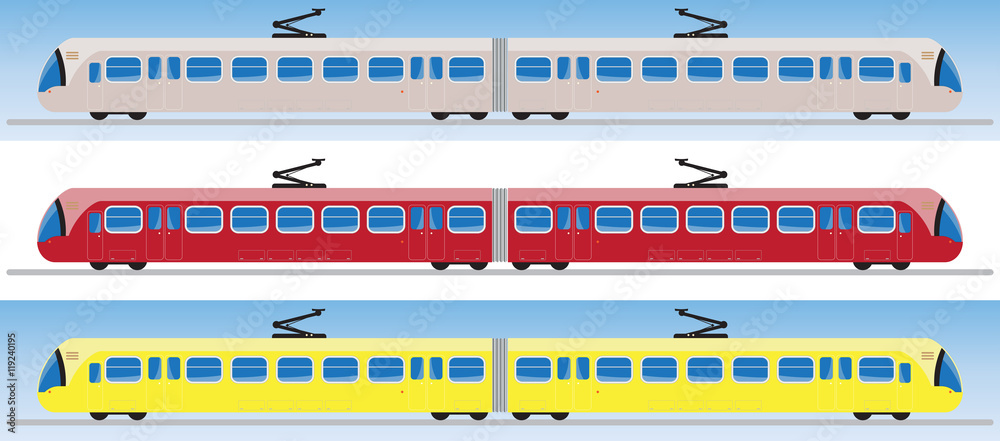 Side view of Tram car or trolley car