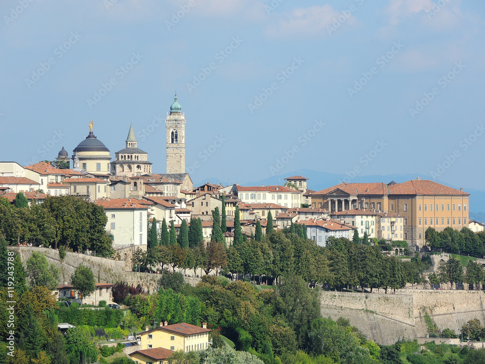 Bergamo - Old city (Città Alta). One of the beautiful city in Italy. Lombardia. Landscape the hills of Bergamo