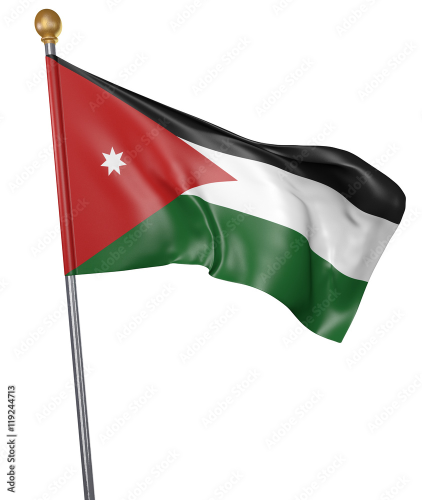 National flag for country of Jordan isolated on white background, 3D rendering National flag for country of Jordan isolated on white background, 3D rendering